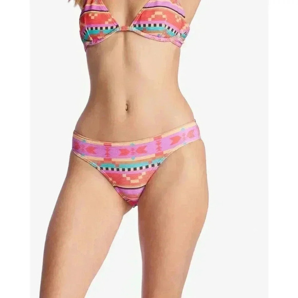 Billabong Baja Rising Lowrider Bikini Bottoms Size XL Multi Colored Boho Retro - Picture 1 of 6